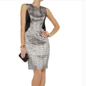 Jason Wu Snake Print Silk Sheath Dress Black & Gray Size 8